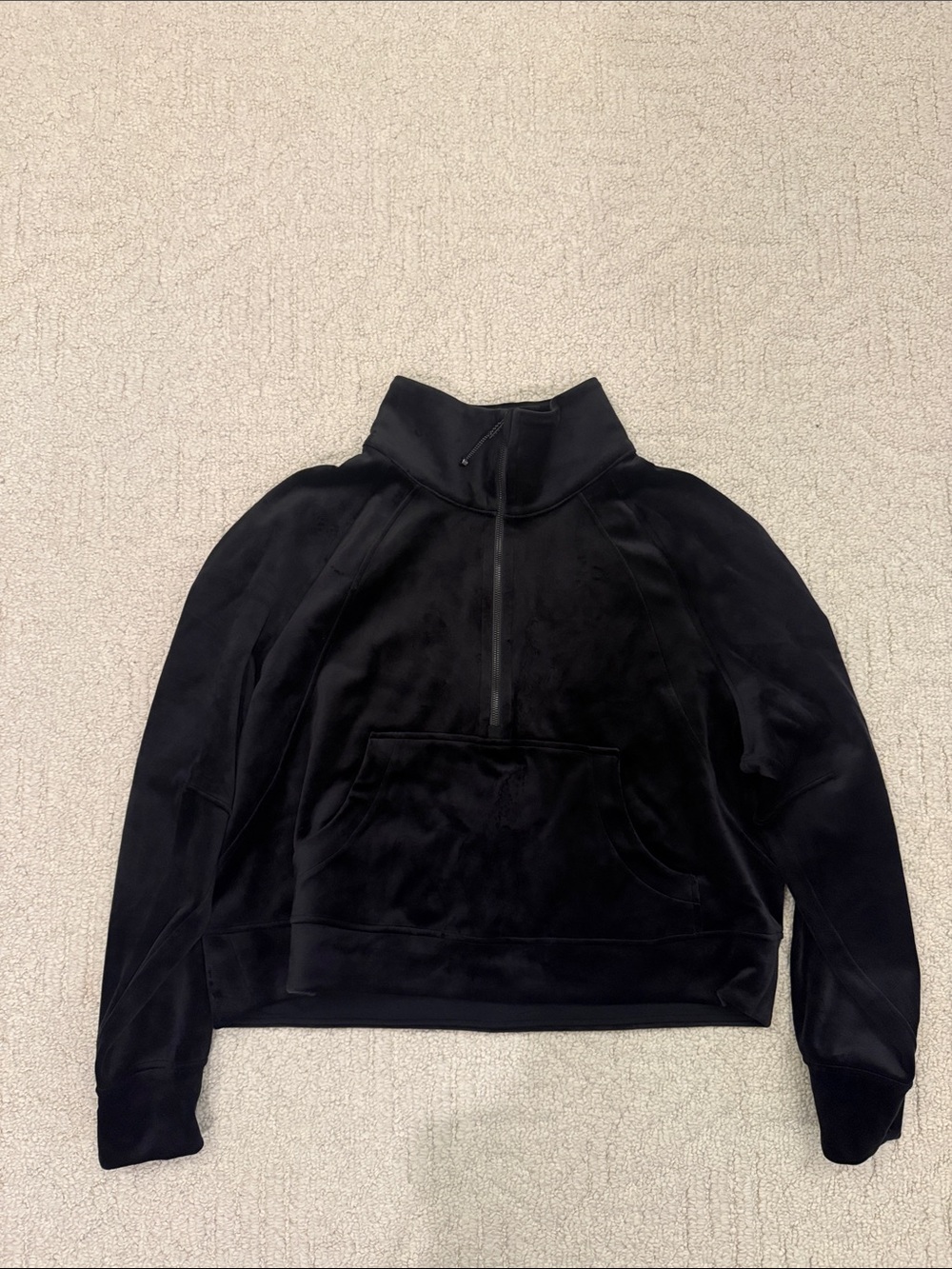 lululemon athletica Black Half-Zip Velour Pullover, XL/XXL